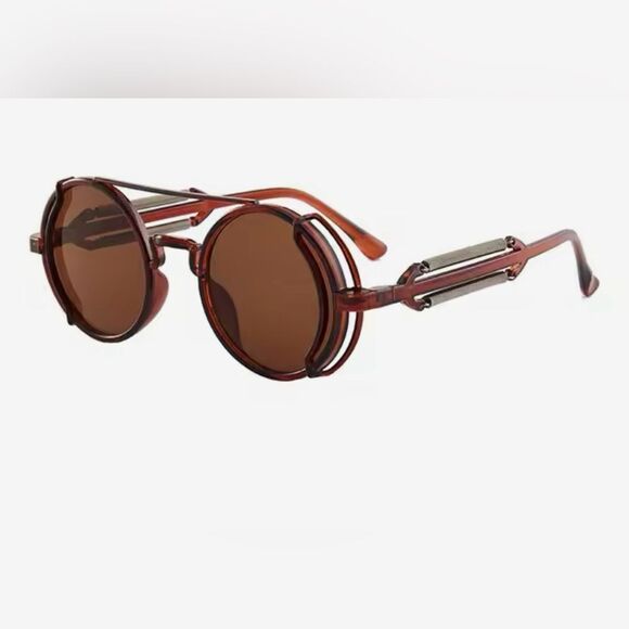CLASSIC GOTH STEAMPUNK SUNGLASSES IN BROWN - Picture 1 of 3